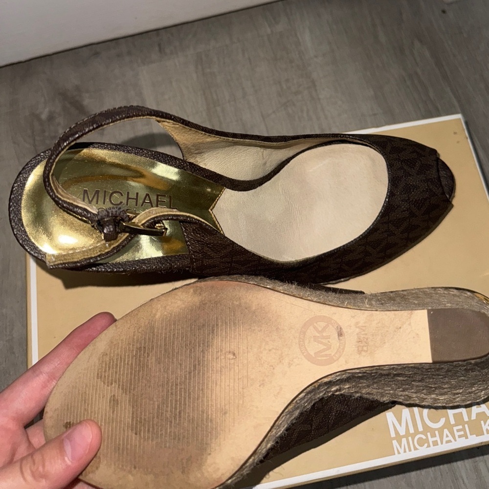 Michael Kors Dark Brown Wedge Heel Espadrilles with Open Toe - Picture 4 of 4